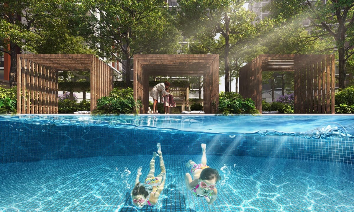 Trẻ em vận động tại thế giới nước Elysian. Ảnh phối cảnh: Gamuda Land.