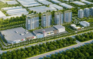 Phối cảnh tổng quan Norton Park nổi bật với quy hoạch đồng bộ, không gian xanh mướt và kiến trúc hiện đại ngập tràn ánh sáng.